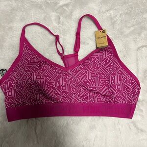 Active USA Pink Seamless Sports Bra with Supportive Design